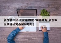 新加坡msb区块链牌照公司哪家好[新加坡区块链研究基金会地址]